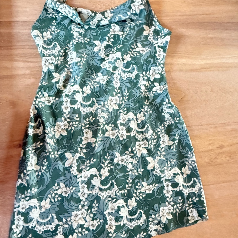 Urban Outfitters Silky Hawaiian Flower Print Mini Dress
